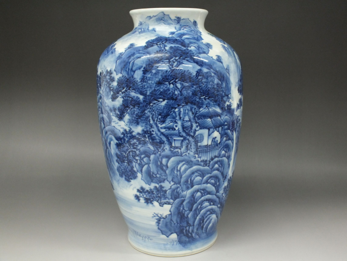 有田焼 花瓶 染付 緒方松右衛門