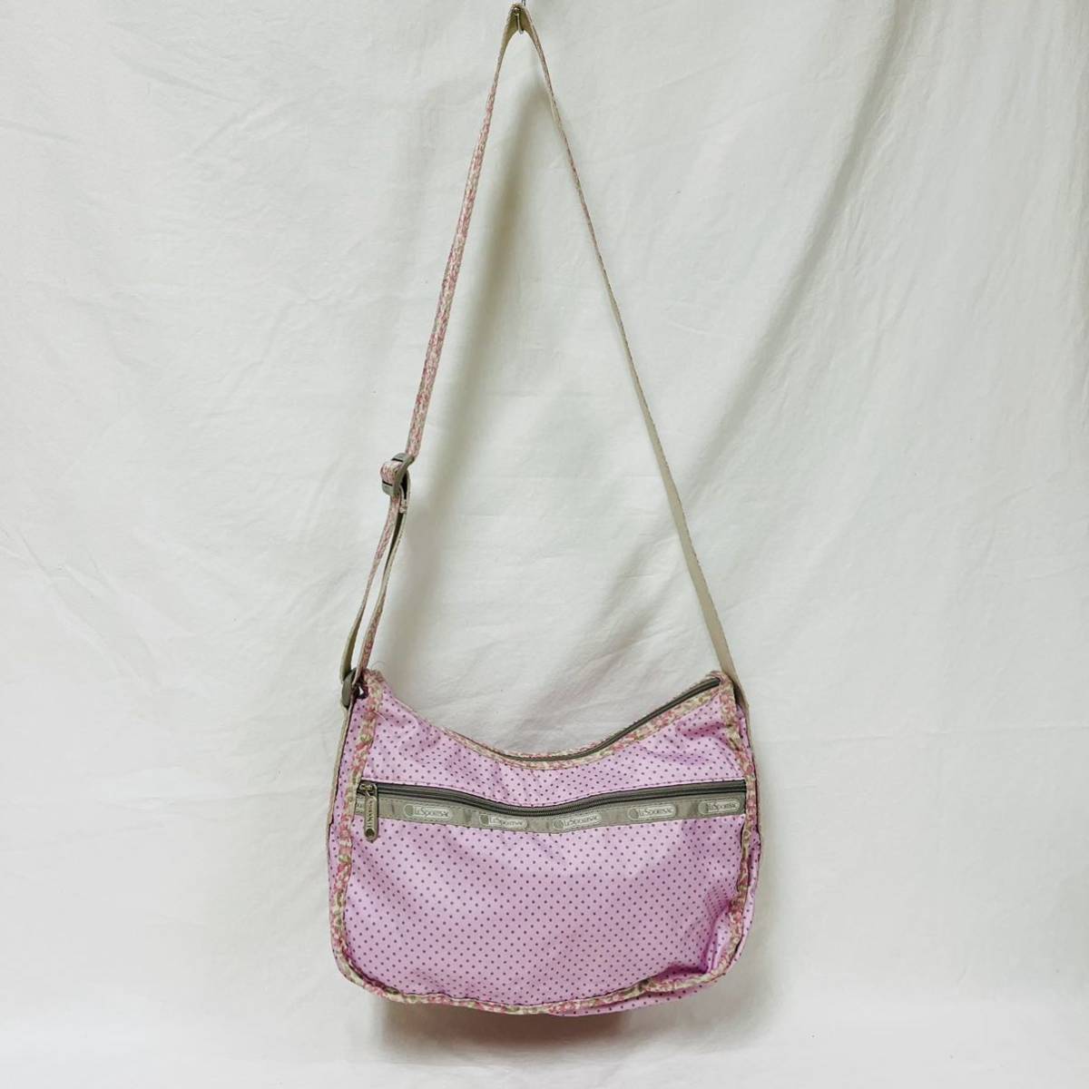 LeSportsac レスポートサック ドット 花柄 ピンク リップストップ 