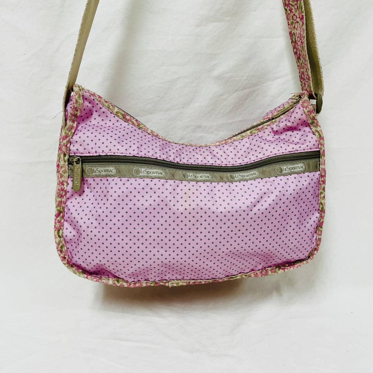 LeSportsac レスポートサック ドット 花柄 ピンク リップストップ 