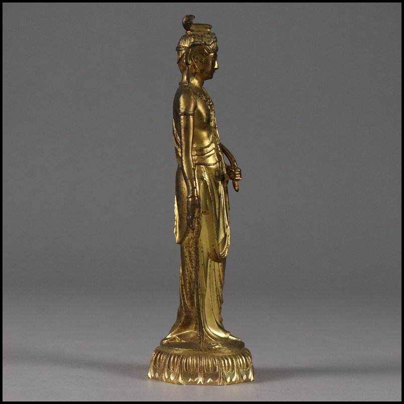 金工美術 高岡銅器【彫刻家 牧田秀雲 作】銅製 観音菩薩立像 仏像 佛像 金工美術 高岡銅器【彫刻家 牧田秀雲 作】銅製 観音菩薩立像 仏像 佛像