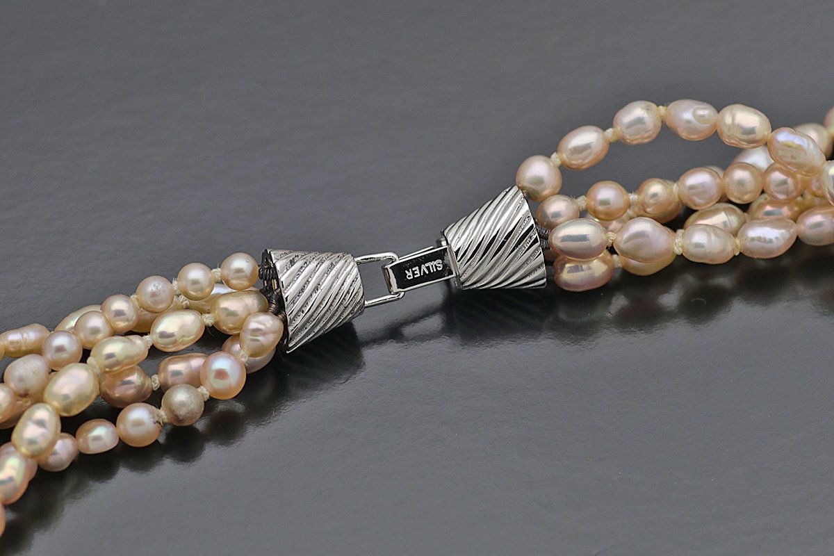 MIKIMOTO ミキモト 淡水パール 5連 ネックレス 41cm K14 M刻印 YG 真珠 