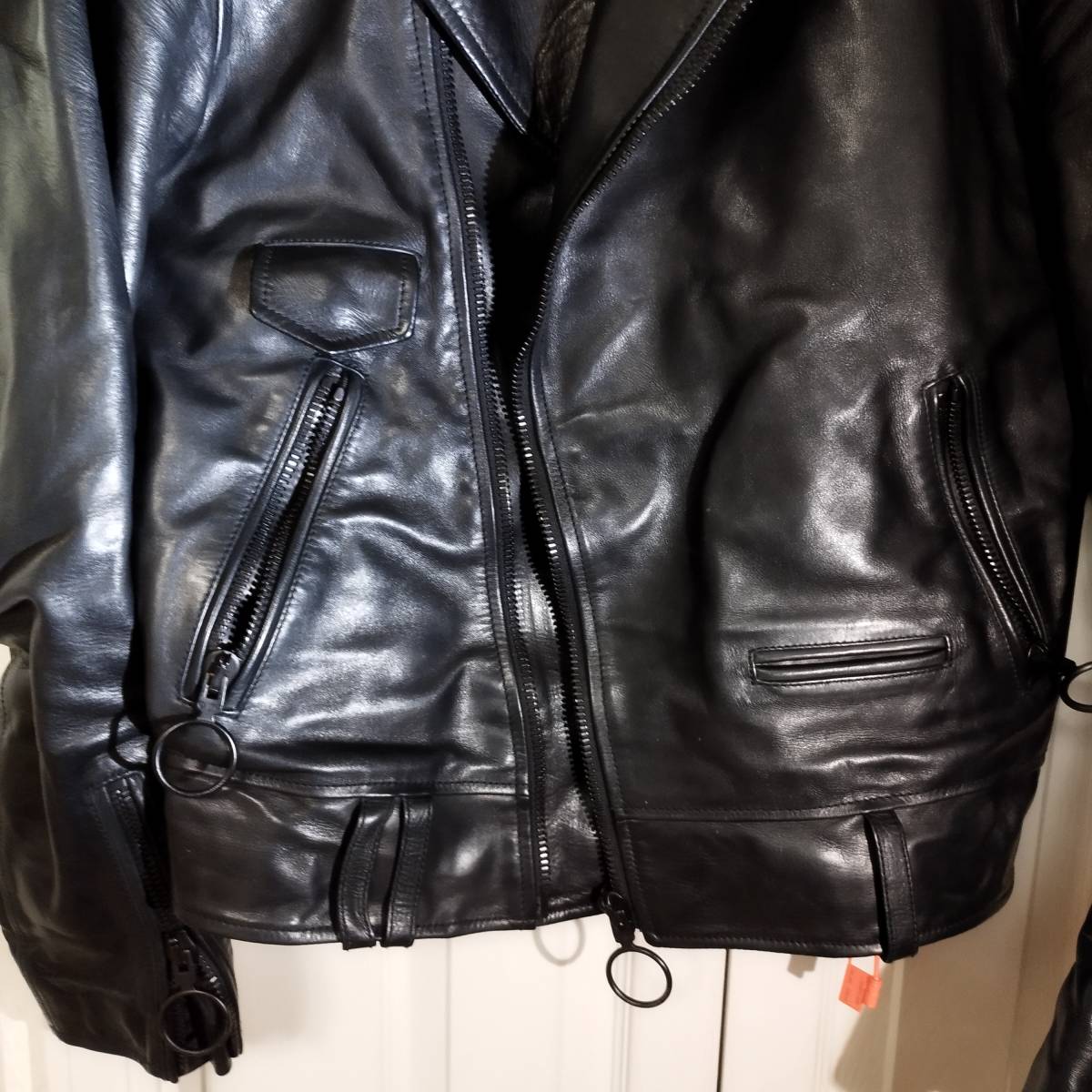 オフホワイト OFF WHITE OFF-WHITE 美品ダブル ライダース バック 