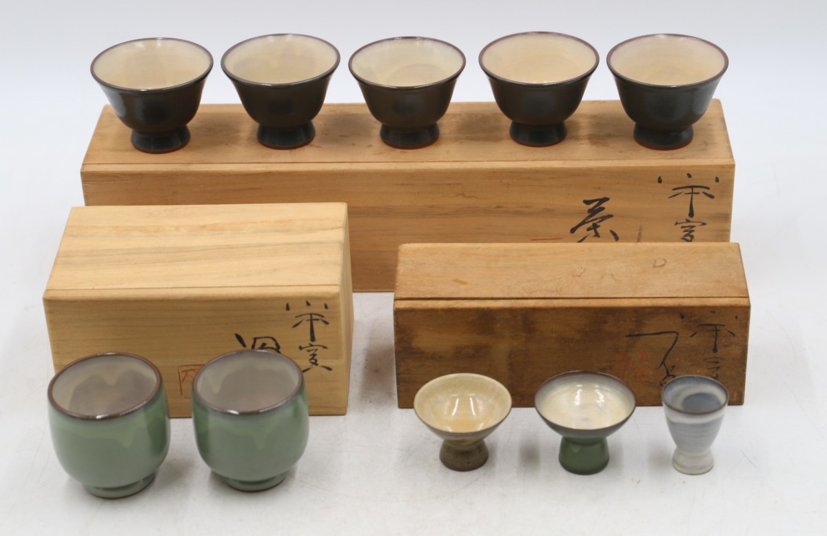 佐渡無名異焼 小平窯 三浦小平二 茶碗/湯呑/酒杯 3種まとめて 茶器 