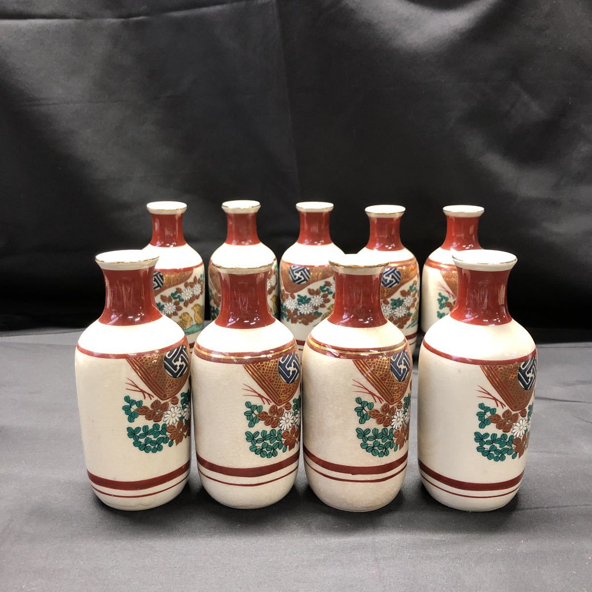 M2448 ☆未使用品☆九谷美泉の酒器（お銚子9本・猪口20客・野菊に