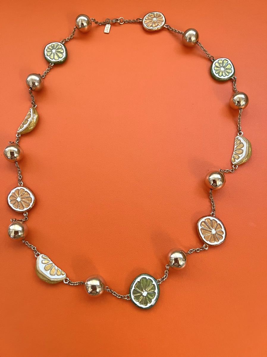 美品　kate spade ケイトスペード　レア　ネックレス アクセサリー　レディース ロングチェーン　メタルフルーツ　ゴールド