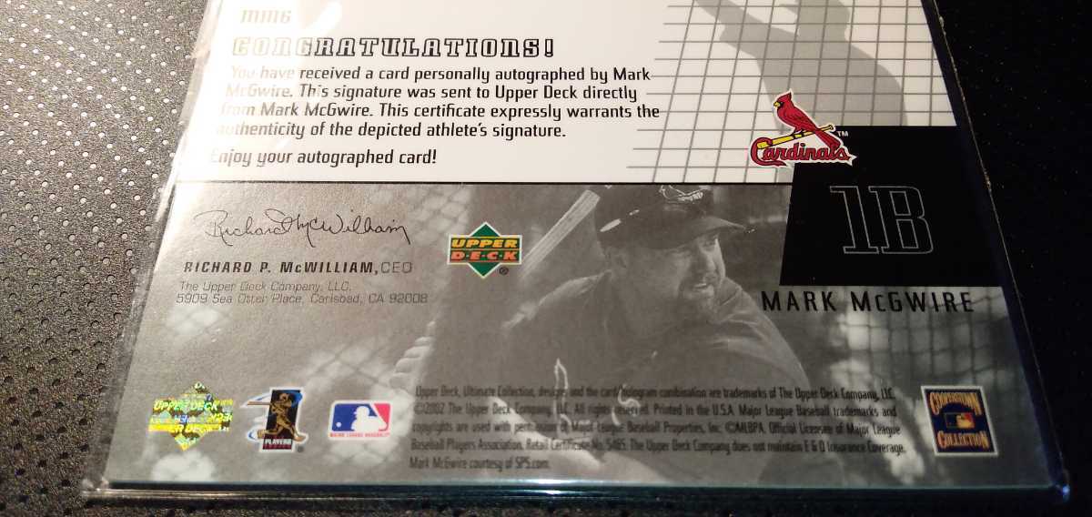 2002 UD ULTIMATE COLLECTION マーク・マグワイア 直筆サイン(2002年 