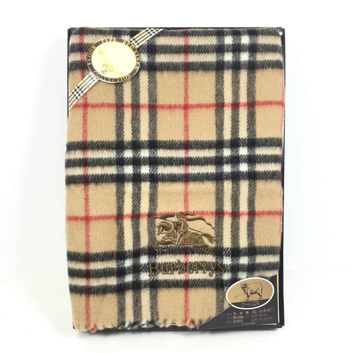 ▽【未使用】BURBERRY バーバリー ひざ掛け ノバチェック ウール100