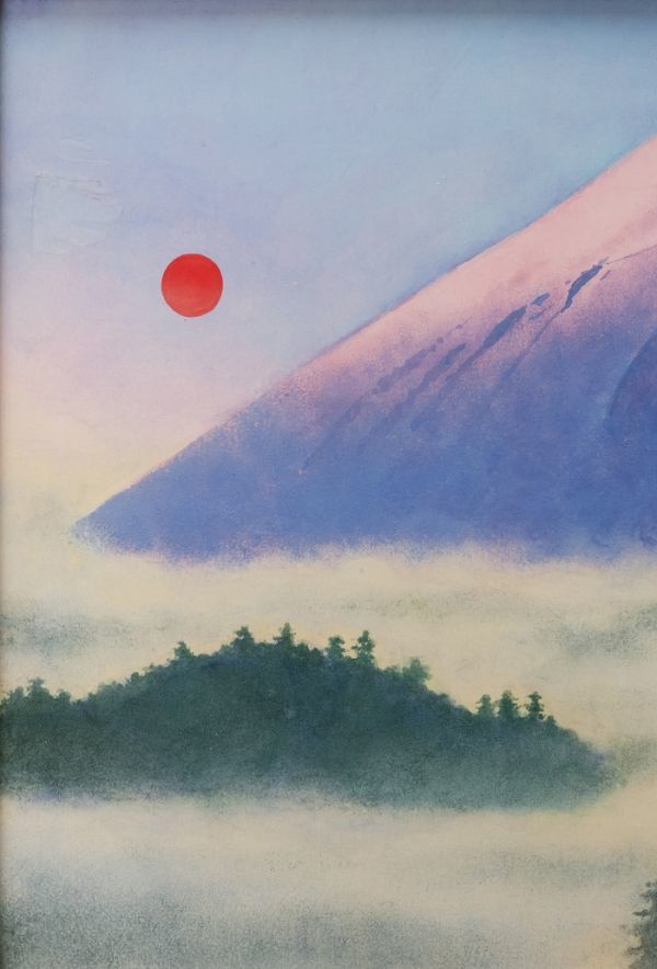 横山大観 日本画 肉筆 春暁 表サイン 印譜 横山美代子鑑定書 F6号