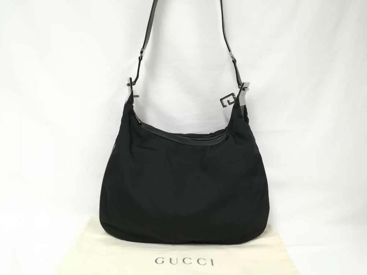 格安，品質保証 GUCCI グッチ ショルダーバッグ ブラック ナイロン レザー バッグ 612(その他)｜売買されたオークション情報、yahooの商品情報をアーカイブ公開 - オークファン かばん、バッグ