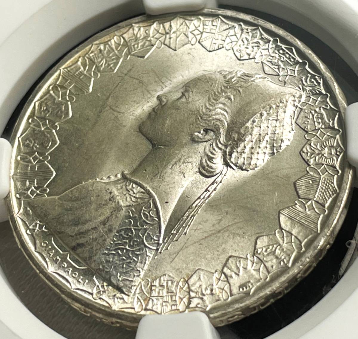 1円～【貴婦人とコロンブス船団】1966年 イタリア 500リラ 銀貨 NGC