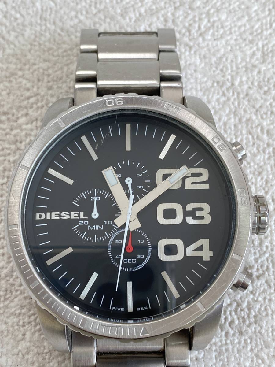 3795 480円～ 中古品 DIESEL/ディーゼル クロノグラフ ビックフェイス 