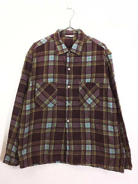 新作，お買い得 古着 60s Grants ダーク チェック プリント ボックス フランネル シャツ ネルシャツ L 古着(Lサイズ)｜売買されたオークション情報、yahooの商品情報をアーカイブ公開 - オークファン 長袖シャツ一般