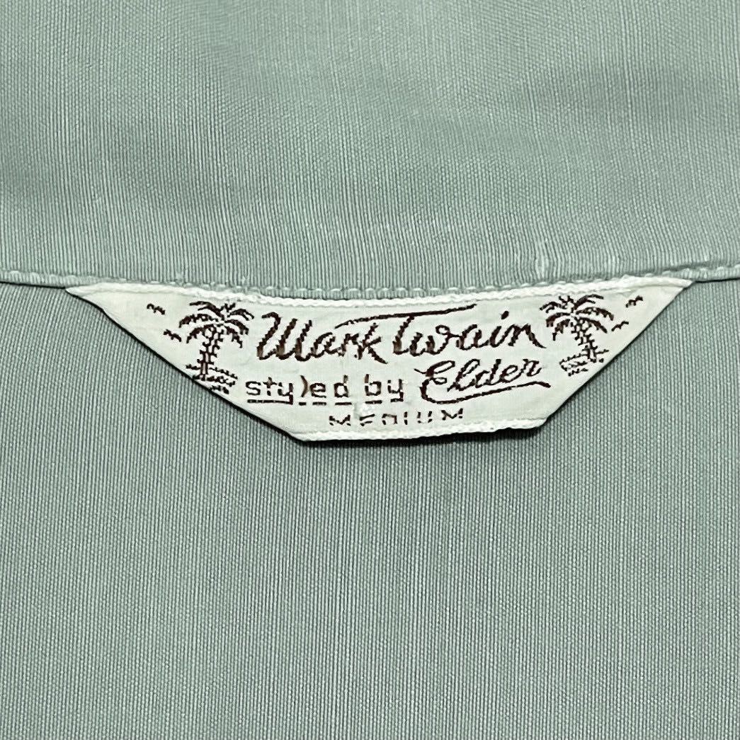 1スタ【40s USA製 Mark Twain レーヨン 長袖 シャツ M】ビンテージ RAYON 50s 60s 無地 ロカビリー オンブレ CAMPUS towncraft 古着 アロハ Twain Mark Shirt 中古・古着通販MARK (マーク・トウェイン) ウールオープン