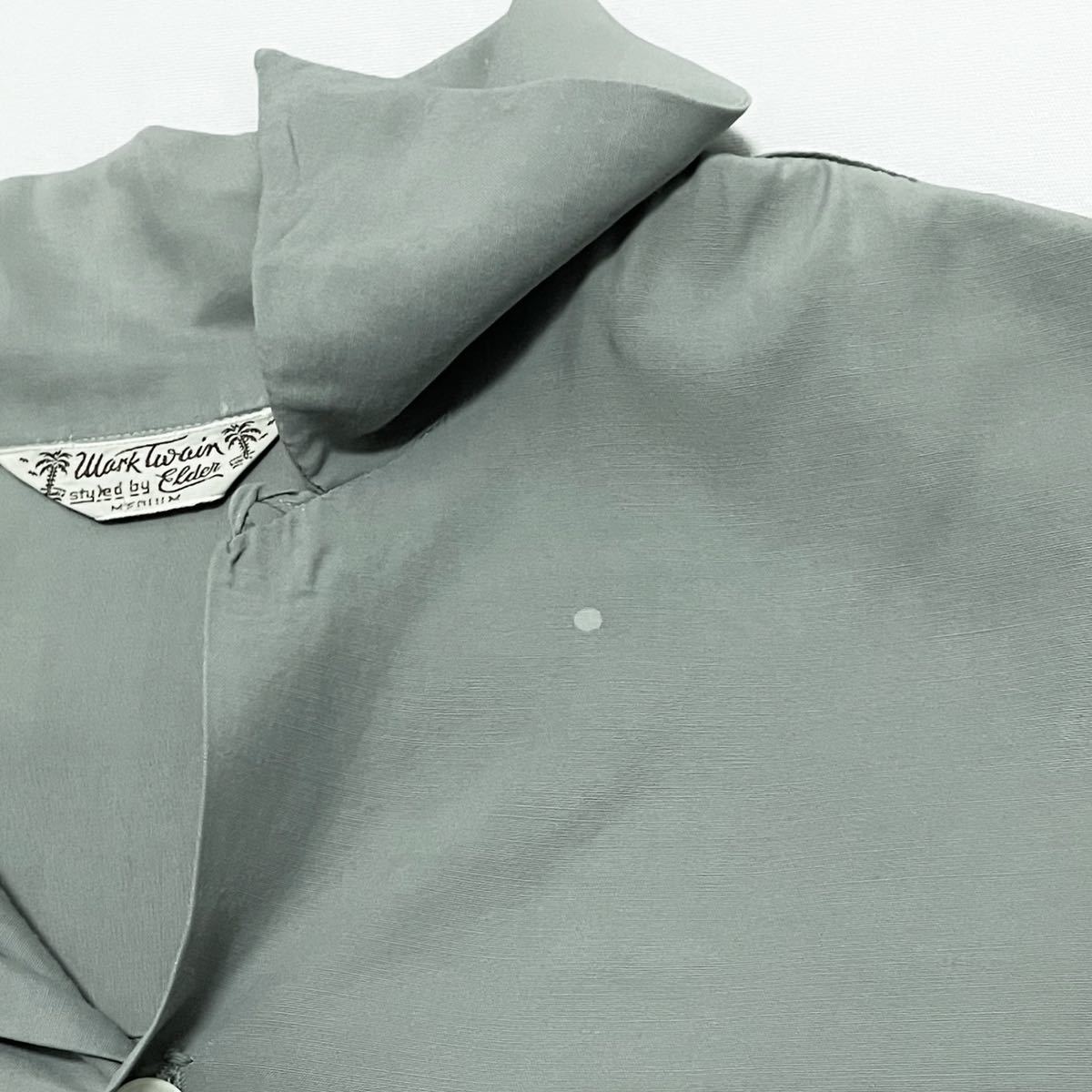 1スタ【40s USA製 Mark Twain レーヨン 長袖 シャツ M】ビンテージ RAYON 50s 60s 無地 ロカビリー オンブレ CAMPUS towncraft 古着 アロハ Twain Mark Shirt 中古・古着通販MARK (マーク・トウェイン) ウールオープン