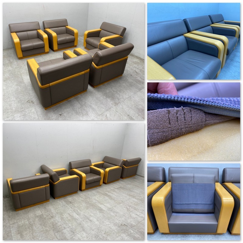 R319☆極美品☆天童木工☆応接6点セット☆本革張り☆役員set☆1人掛け5 R319☆極美品☆天童木工☆応接6点セット☆本革張り☆役員set☆1人掛け5