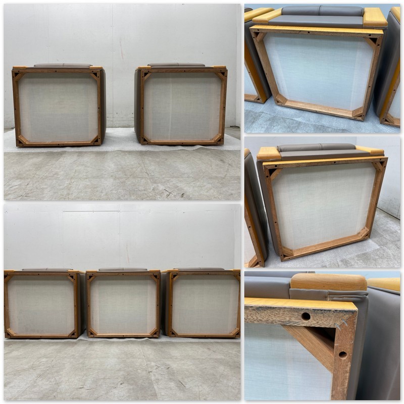 R319☆極美品☆天童木工☆応接6点セット☆本革張り☆役員set☆1人掛け5