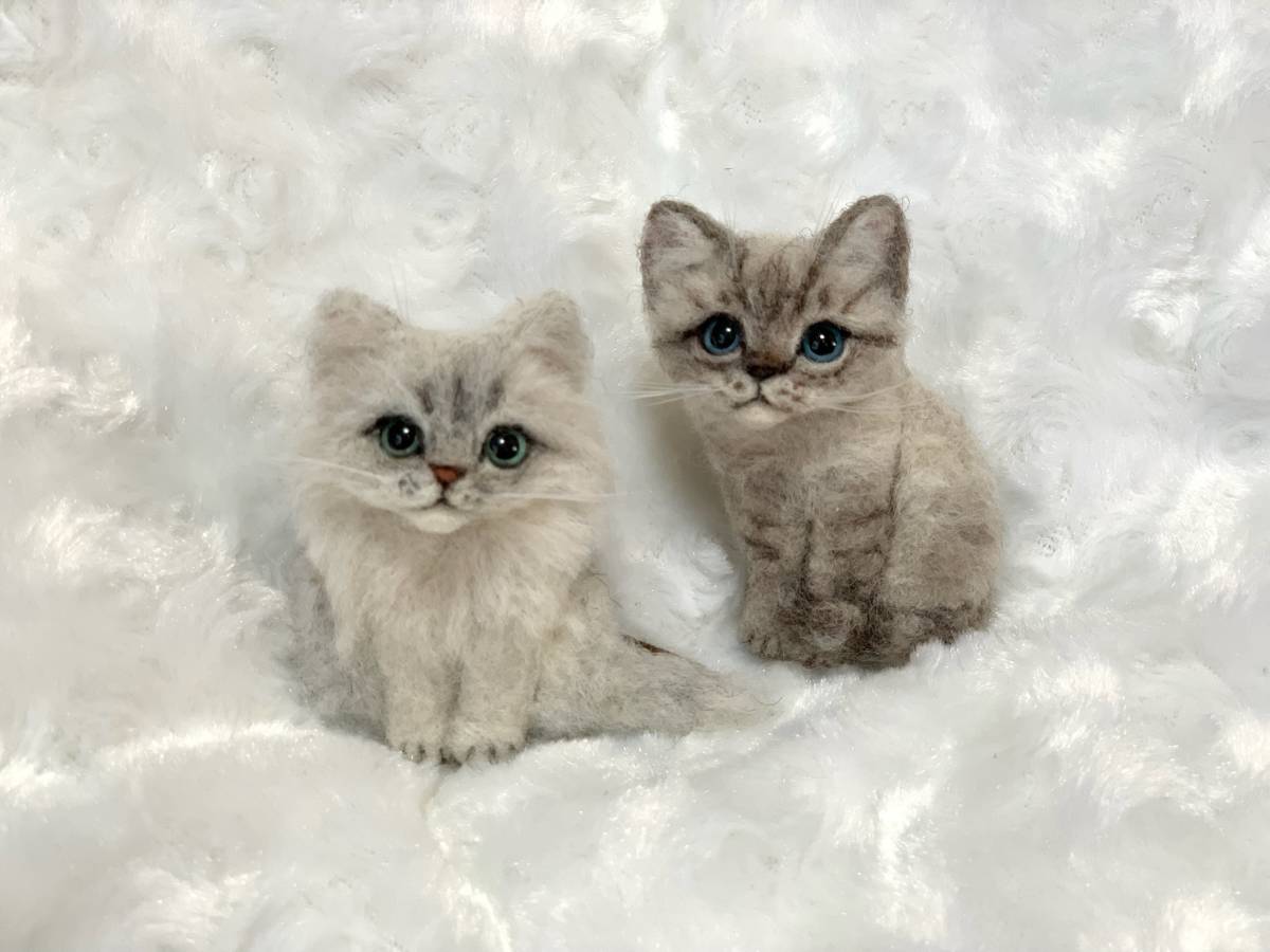 羊毛フェルト 猫 - チンチラシルバー Yahoo!オークション ハンドメイド