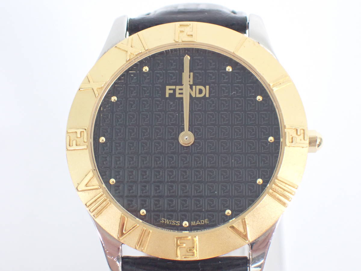 FENDI フェンディ 腕時計 033-2000G-114 クォ―ツ ズッカ柄 黒文字盤