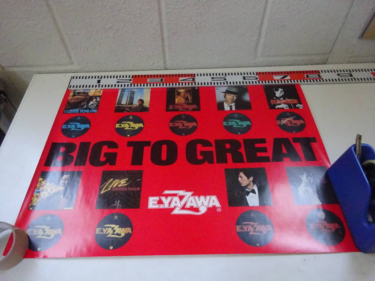 OK1Bω ポスター 矢沢永吉 BIG TO GREAT 赤色背景 レコード風 