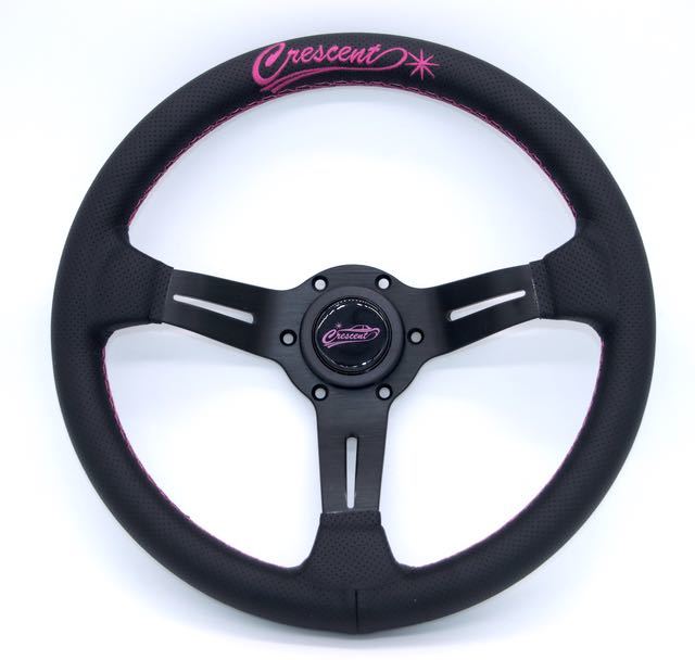Crescent ステアリングホイール ブラック/ピンク新品未使用 Crescent ステアリングホイール ブラック/ピンク新品未使用 即納