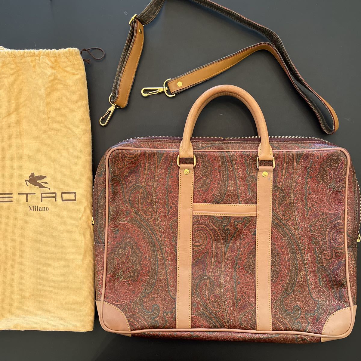 ETRO エトロ ブリーフケース ビジネスバッグ ペイズリー柄 程度良品 