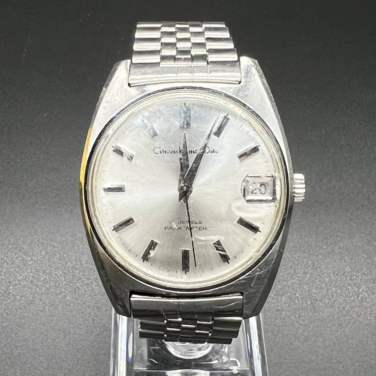 ジャンク 稼働品 CITIZEN Homer Date 17石 ParaWater 4-180674-K 手 
