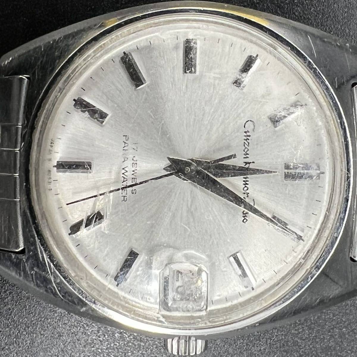 ジャンク 稼働品 CITIZEN Homer Date 17石 ParaWater 4-180674-K 手 