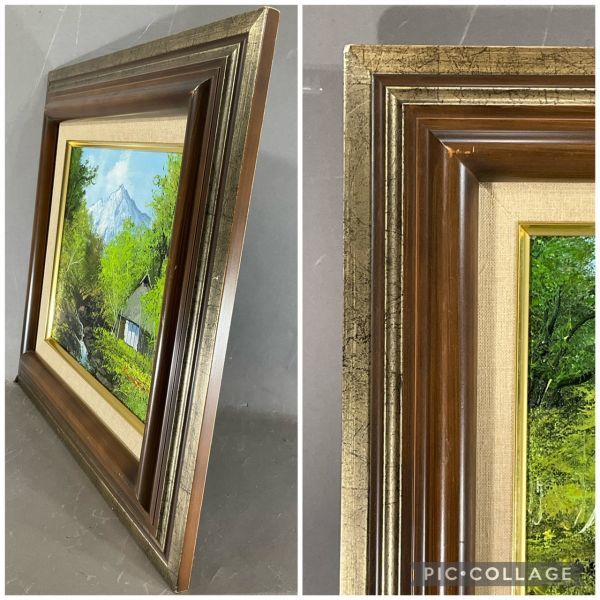 永田金吾 油彩 バラ 画寸27×22cm F3号 前面ガラス木製額縁 オリジナル