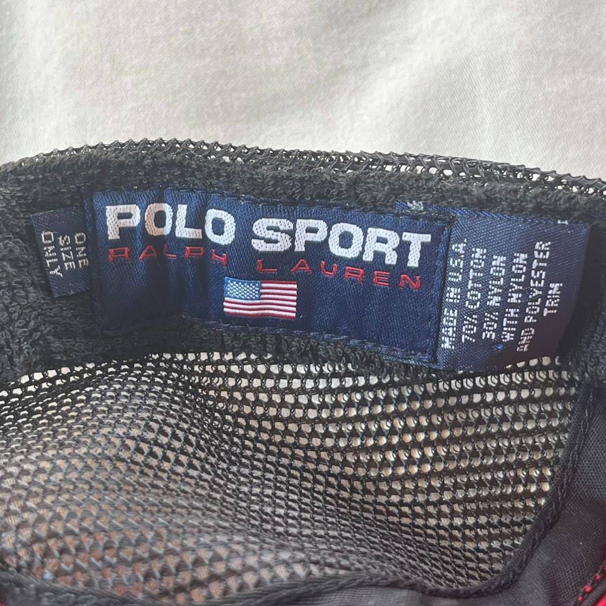 激レア OG Polo Sport Ralph Lauren flag hat red フラッグ キャップ レッド rlx rrl country su91 1992 1993 snow beach POLO 激レア SPORT ロングビル ナイロンパーカー Mサイズ