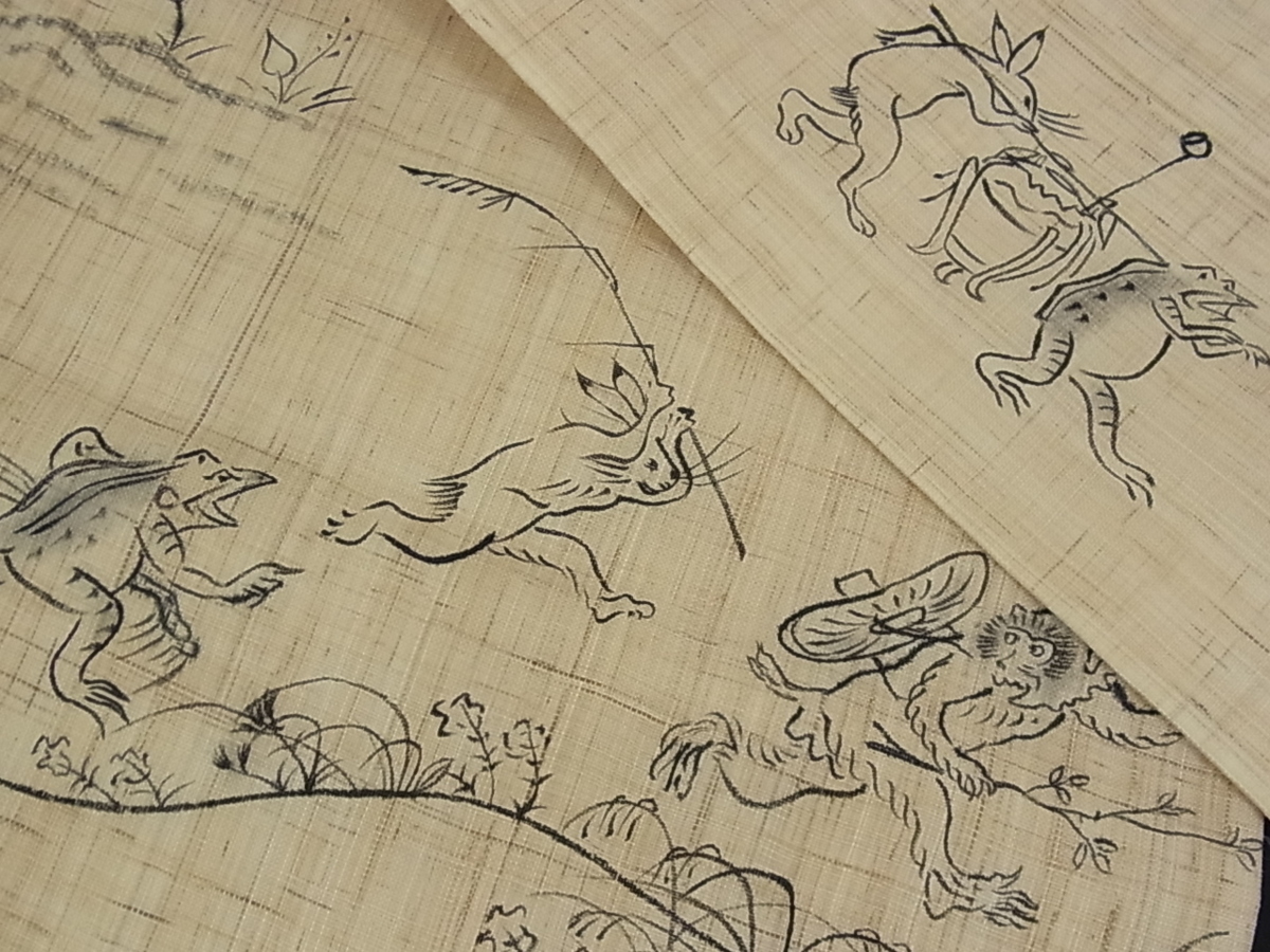 鳥獣戯画 名古屋帯 ＞ ＜ 正絹 名古屋帯の通販 西陣織 白 帯 九寸 未使用