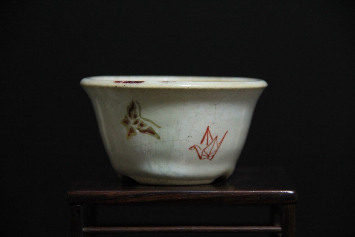 美功作 盆栽鉢 正規品，2025 ☆B366 【盆栽鉢】 在銘 『堀江美
