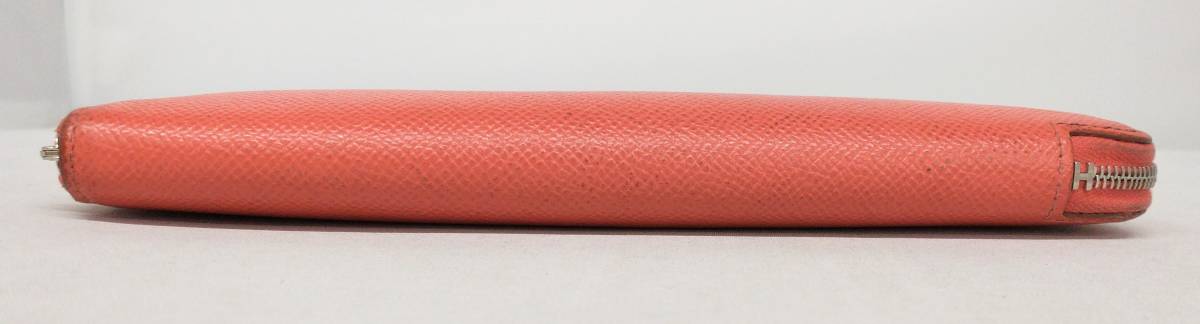 HERMES エルメス アザップロングシルクイン □Q レザー ラウンドファスナー 長財布 オレンジ 橙 箱付 ウォレット