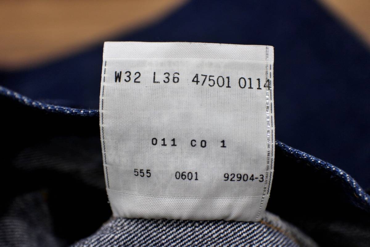 濃紺 米国製 01年製 リーバイス 501XX 革パッチ バレンシア工場 47年 