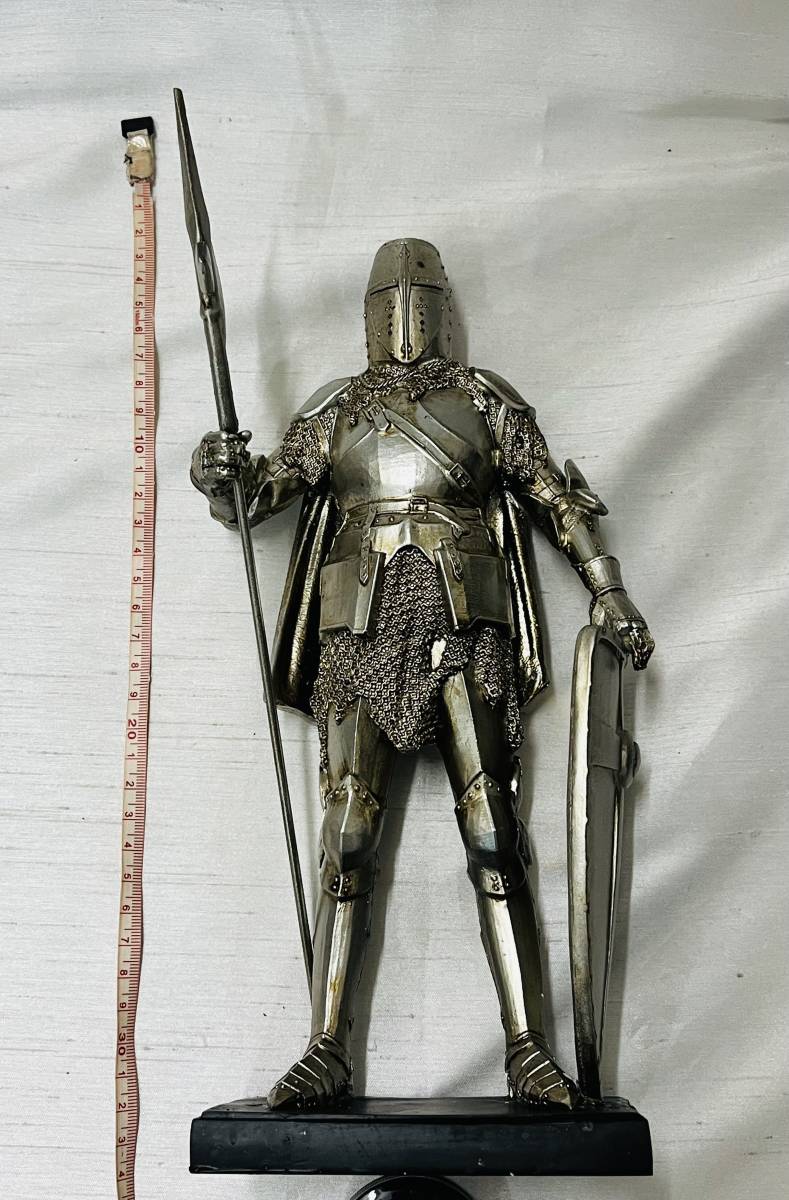 ○ ⑭ 西洋甲冑 彫刻 置物 像 騎士 戦士 鎧 検) 中世ローマ フランス