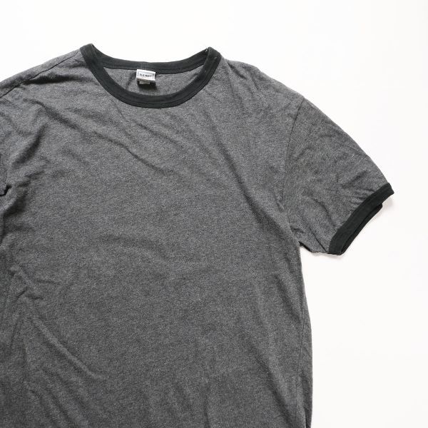 00's オールドネイビー コットン リンガー Tシャツ 半袖 (L) 濃灰×黒 無地 00年代 旧タグ オールド ギャップ OLD NAVY GAP