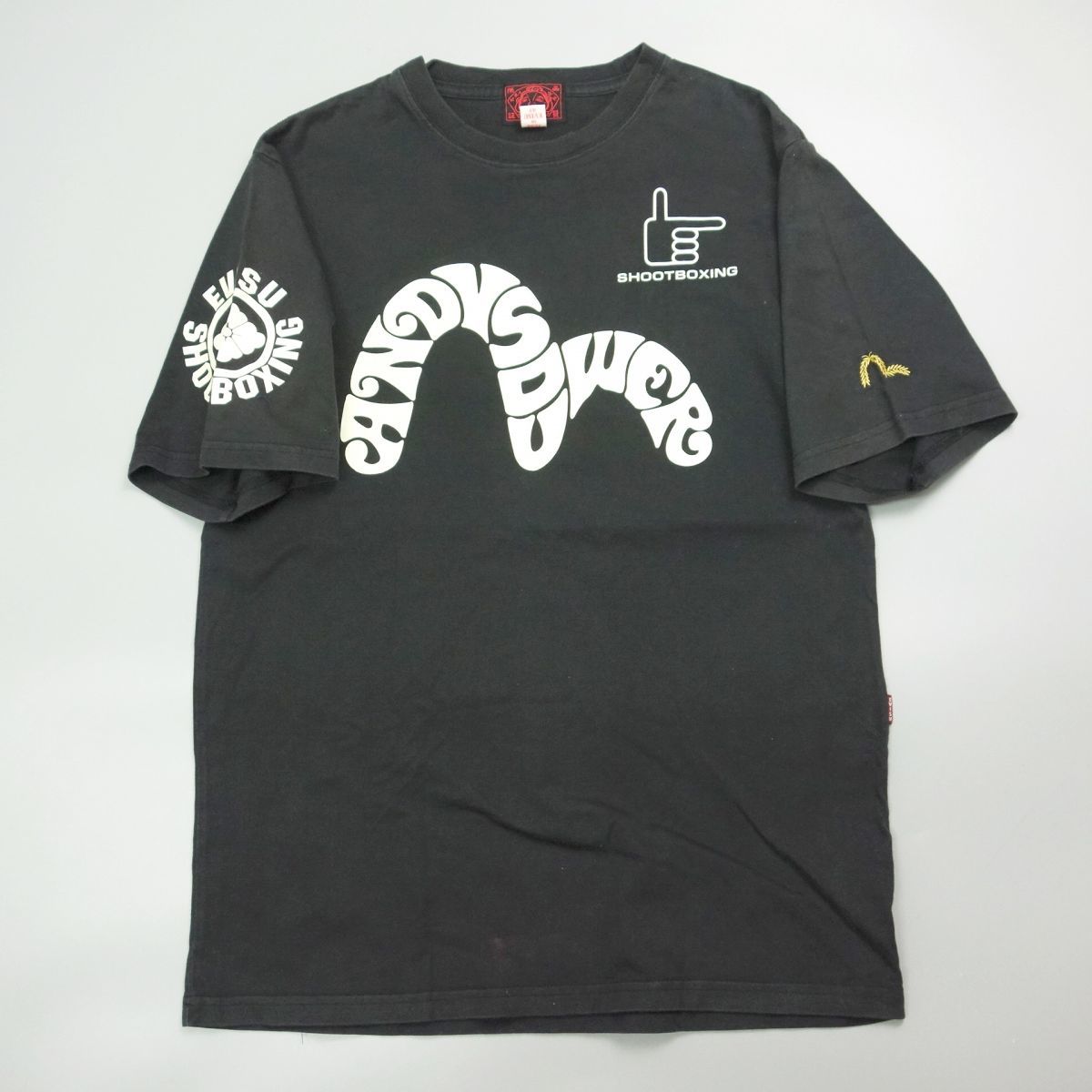 1円 EVISU エヴィス SHOOT BOXING アンディサワー カモメロゴプリント半袖Tシャツ 42 ブラック メンズ