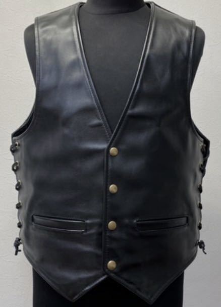 Kadoya カドヤ ZA-VEST レザーベスト ライディングベスト バイカーベスト ライダースベスト牛革 本革 黒ブラック革ベスト レザージャケット_1