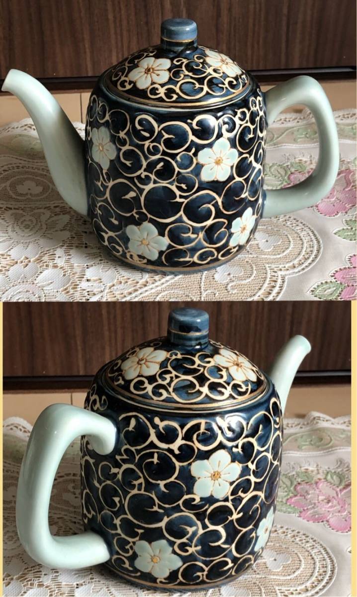 急須 九谷焼 煎茶道具 茶道具 茶器 染付 中国美術 青花 茶道 煎茶 唐物 茶
