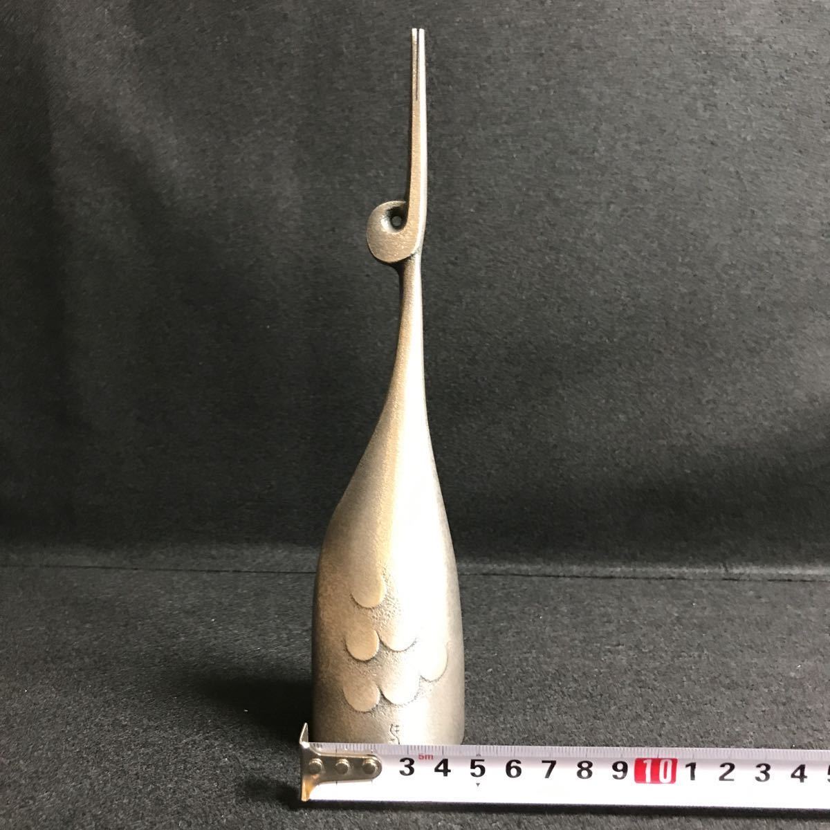 6M 美品 馬場忠寛 鶴 卓鈴 青銅製 【同梱可】呼び鈴 鈴 オブジェ 