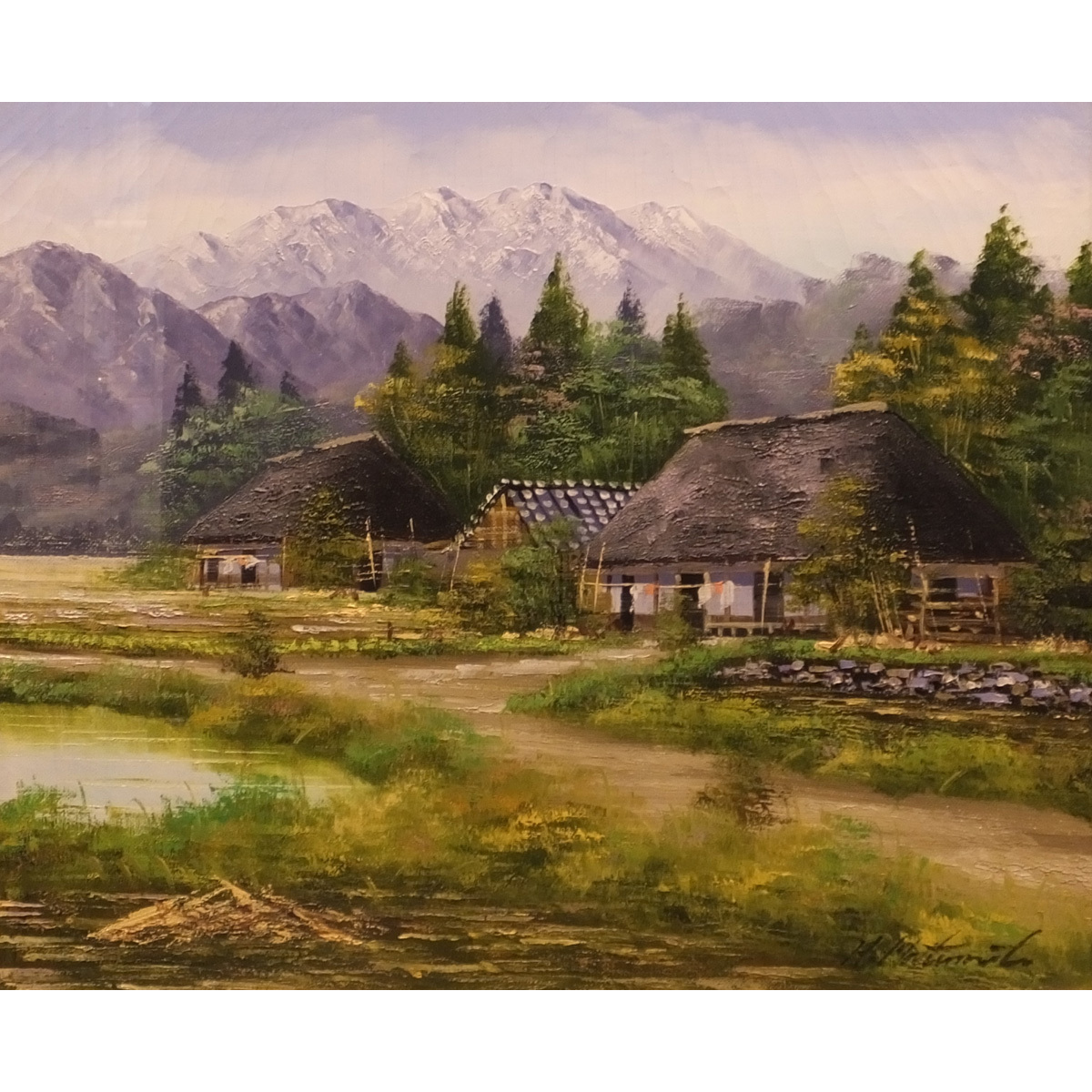1円～◇おたからや◇x698 松本弘 民家のある風景 油彩F8号 風景画 油絵