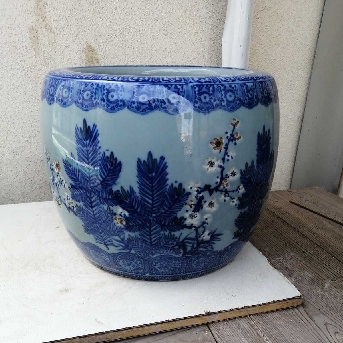 伊万里 火鉢 松竹梅 めだか 金魚 睡蓮鉢 鉢カバー テーブル 骨董