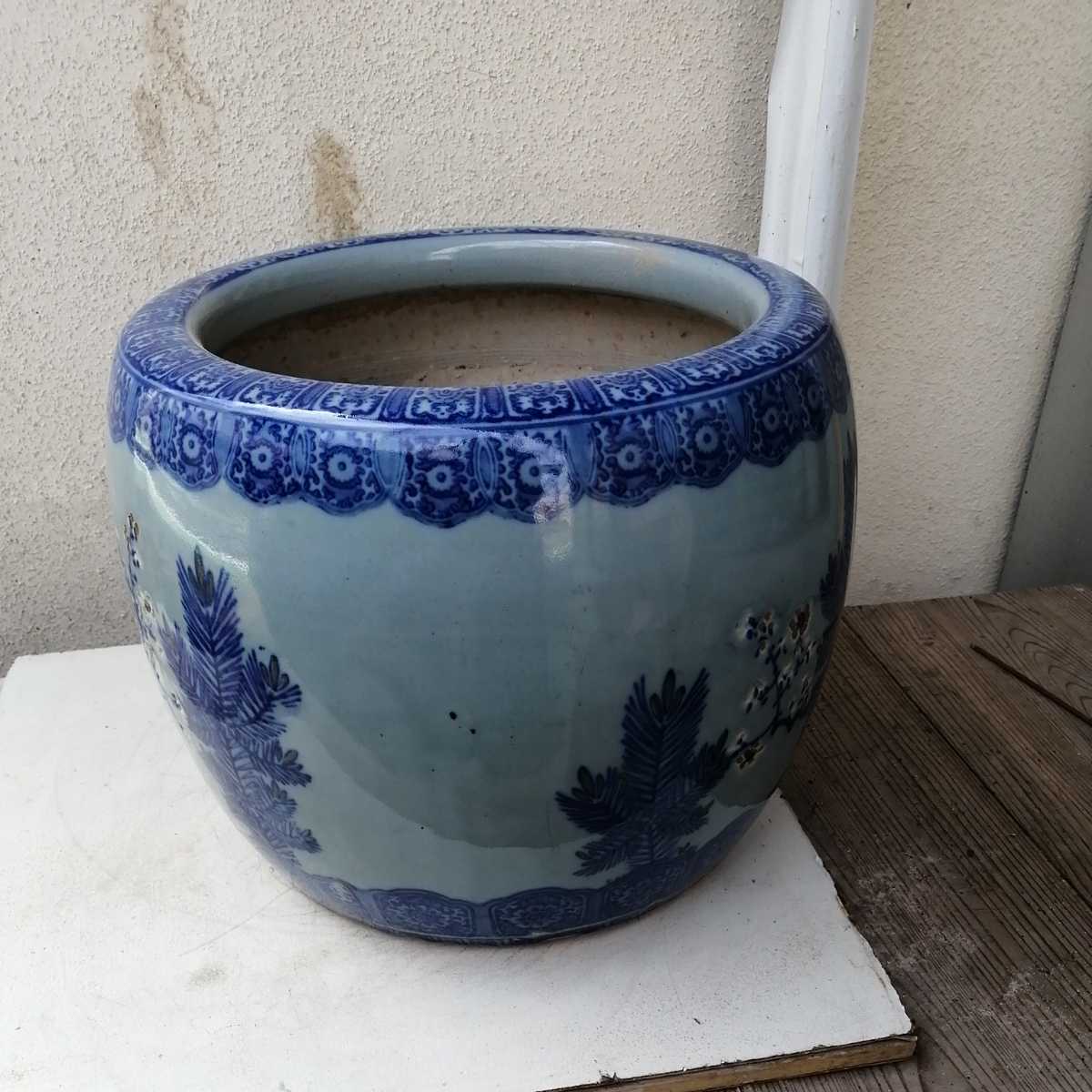 伊万里 火鉢 松竹梅 めだか 金魚 睡蓮鉢 鉢カバー テーブル 骨董