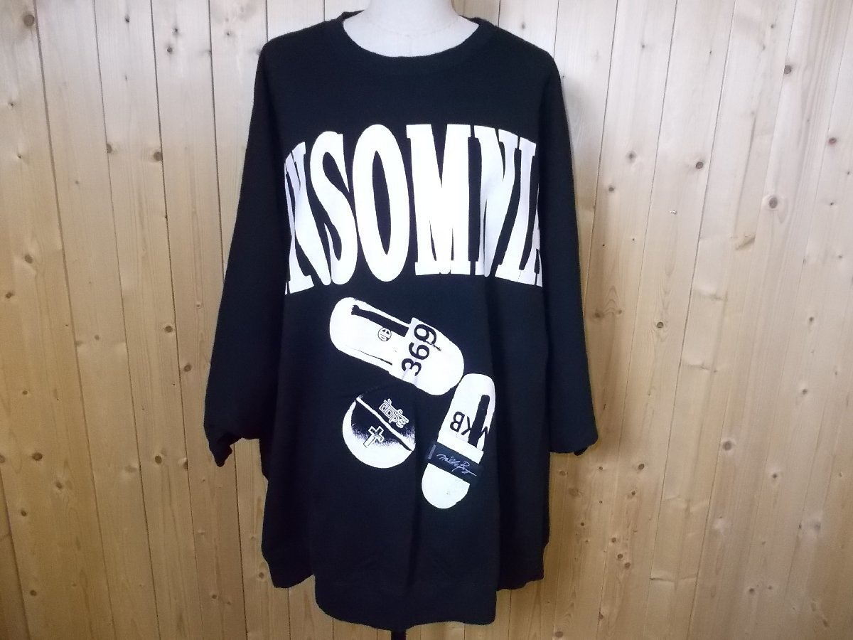 e182◇MILK BOY INSOMNIA スウェット◇黒色 ミルクボーイ オーバー 