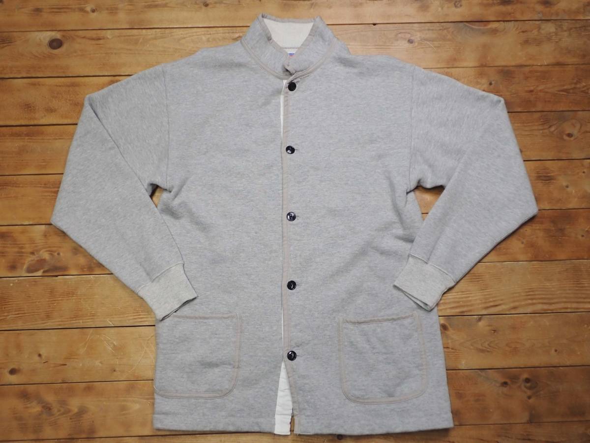 送料無料,高品質 【Dubble Works ダブルワークス Stand Collar Sweatshirt Jacket Heather Gray スタンドカラースウェットジャケット 杢灰 日本製 size M】