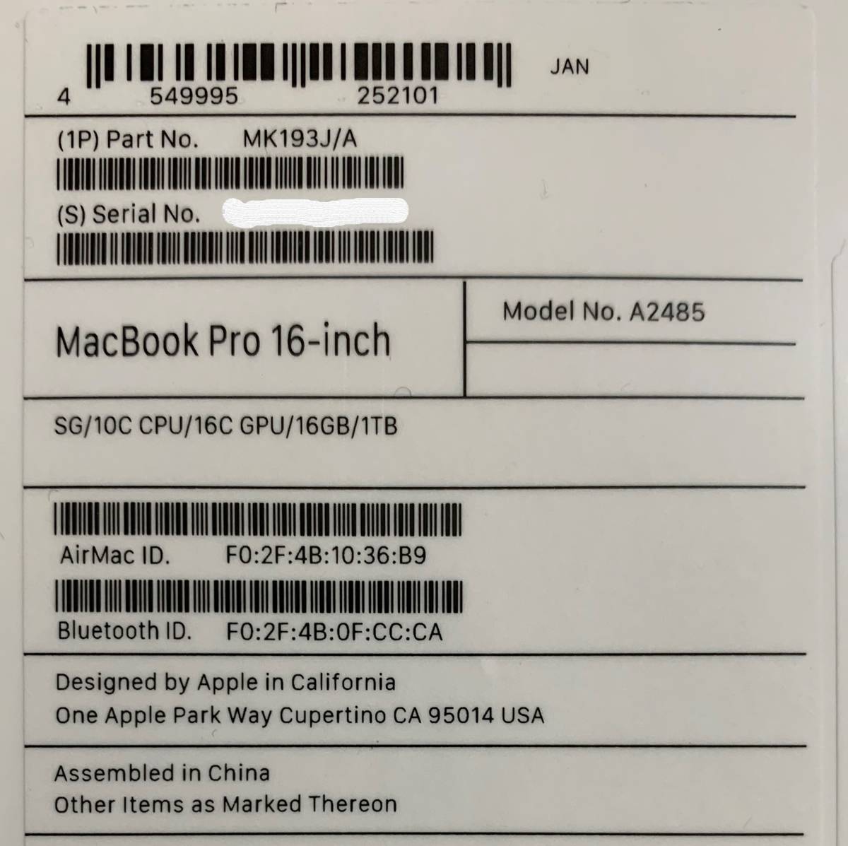 Apple Pro MacBook MK193J⁄A M1 Air 0 - Late Liquid 16.2 アップル 