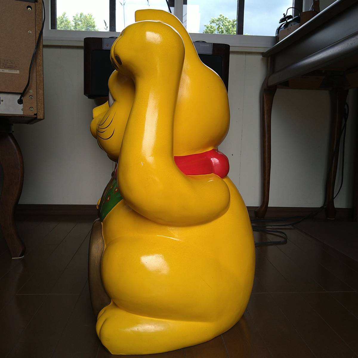 ★レトロ？縁起物【招き猫】貯金箱★【福】【千万両】★座布団付き★★ 特大 招き猫 縁起物 大きい貯金箱 開運 福 千万両 高さ63cm 8kg