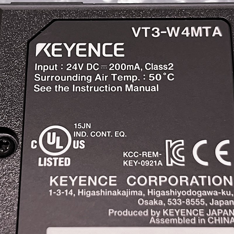 KEYENCE キーエンス VT3-W4MTA 4型 TFTモノクロ 白/桃/赤 RS-422/485 