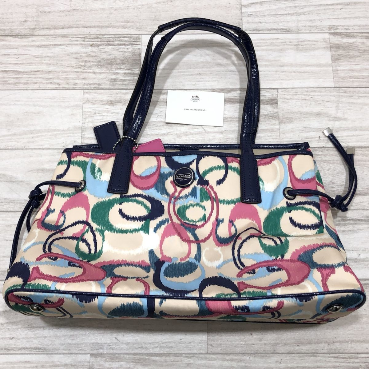 COACH コーチ F24453 シグネチャー イカット ナイロン×レザー トート 