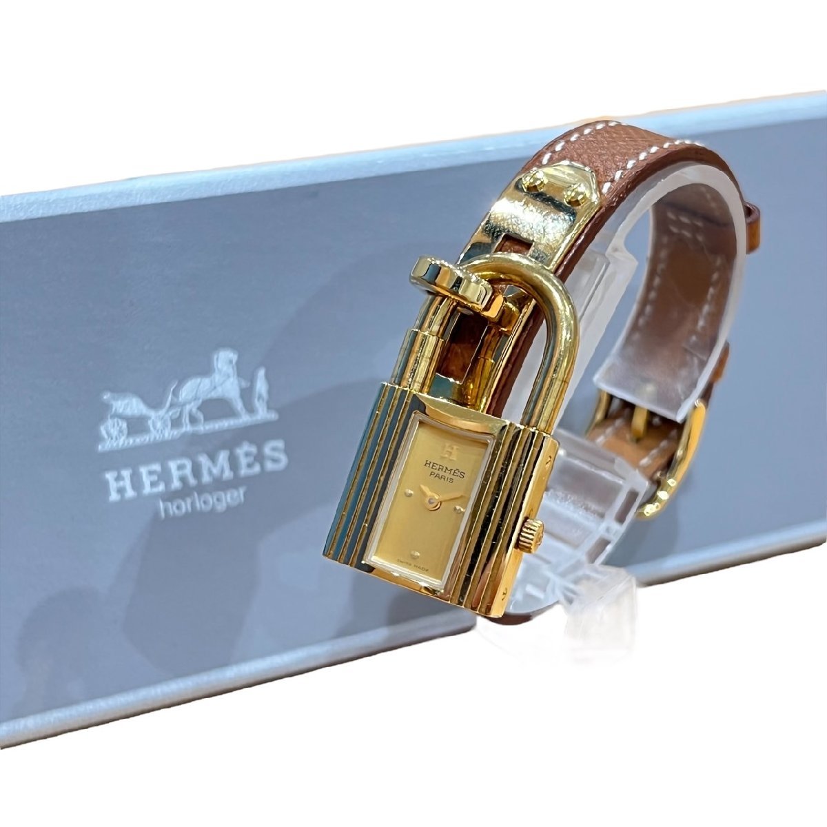HERMES エルメス ケリーウォッチ カデナモチーフ 腕時計 シャンパン文字盤 レディース 〇Y刻印 腕時計 851141(ケリー)｜売買さ ...