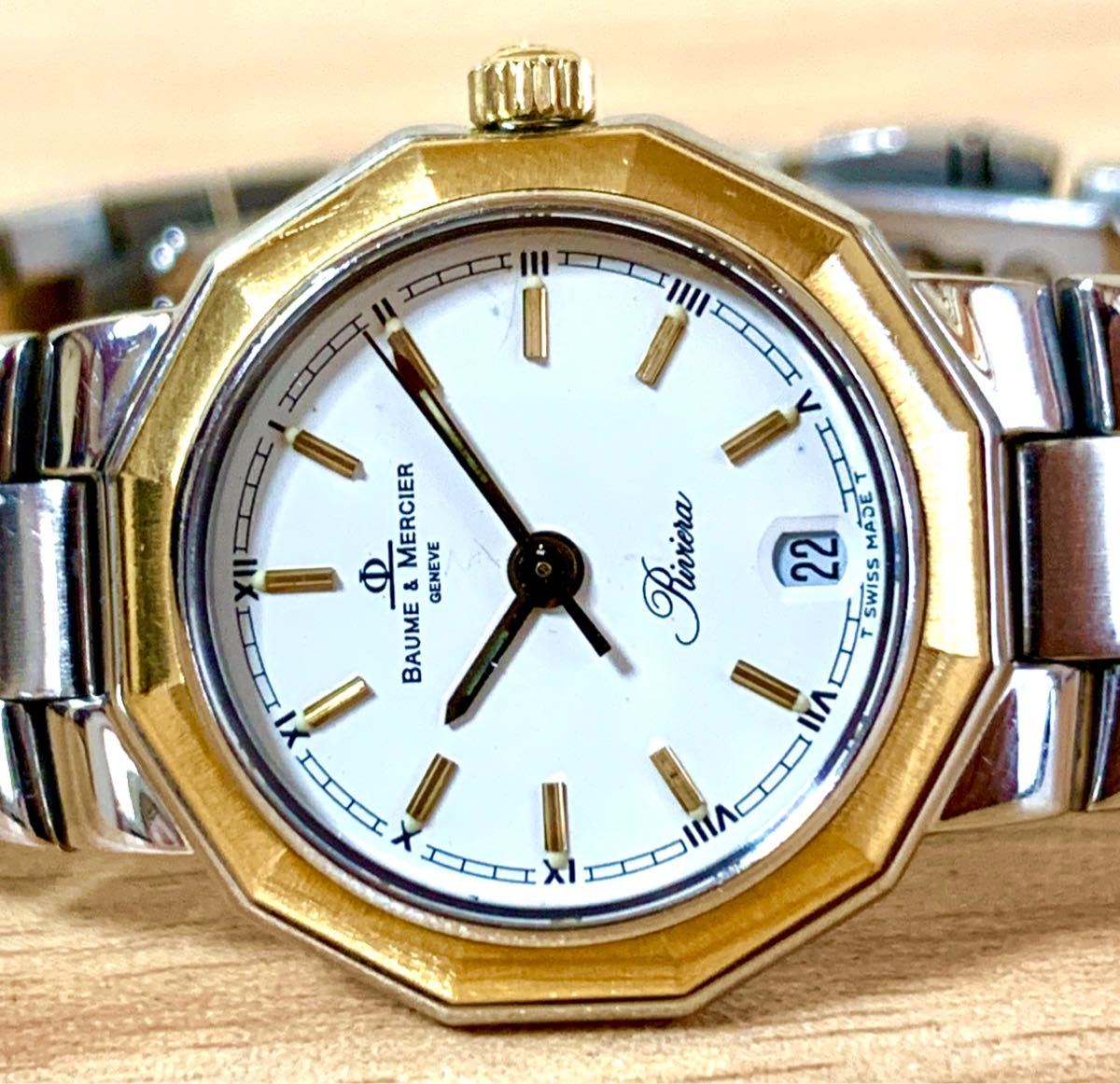 1円〜H BAUME&MERCIER ボーム&メルシエ リビエラ 5231.3 ホワイト文字 